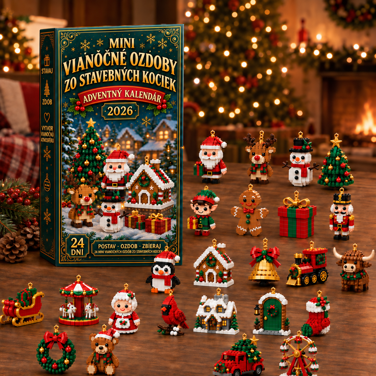 Adventný kalendár s mini ozdobami na vianočný stromček - obrázok 37