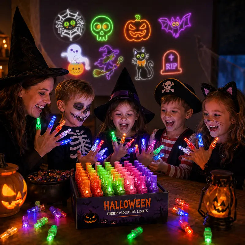 Halloweenska párty s neónovými projekčnými motívmi