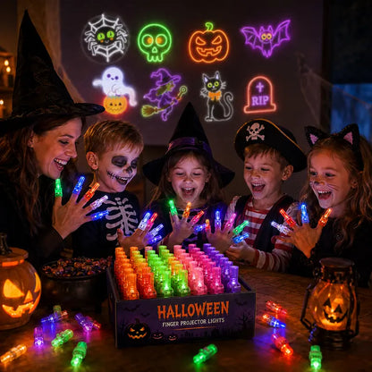 Halloweenska párty s neónovými projekčnými motívmi