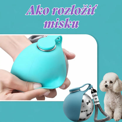 Závesný pohár s karabínou na venčenie: Dokonalá prenosná fľaša s miskou na vodu pre psíčkarov