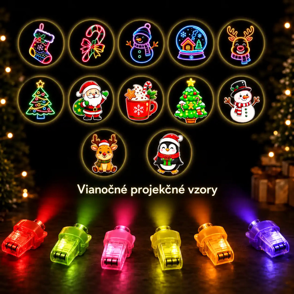 HUBUQ® sviatočné LED prstene s projektorom — Halloween a Vianoce