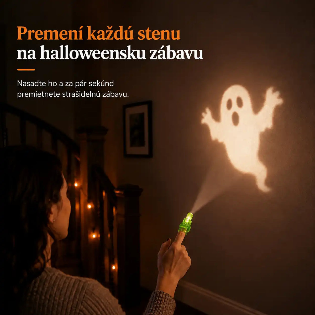 HUBUQ® sviatočné LED prstene s projektorom — Halloween a Vianoce