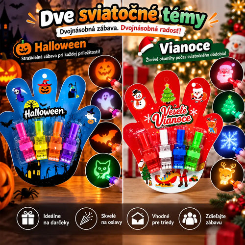 HUBUQ® sviatočné LED prstene s projektorom — Halloween a Vianoce