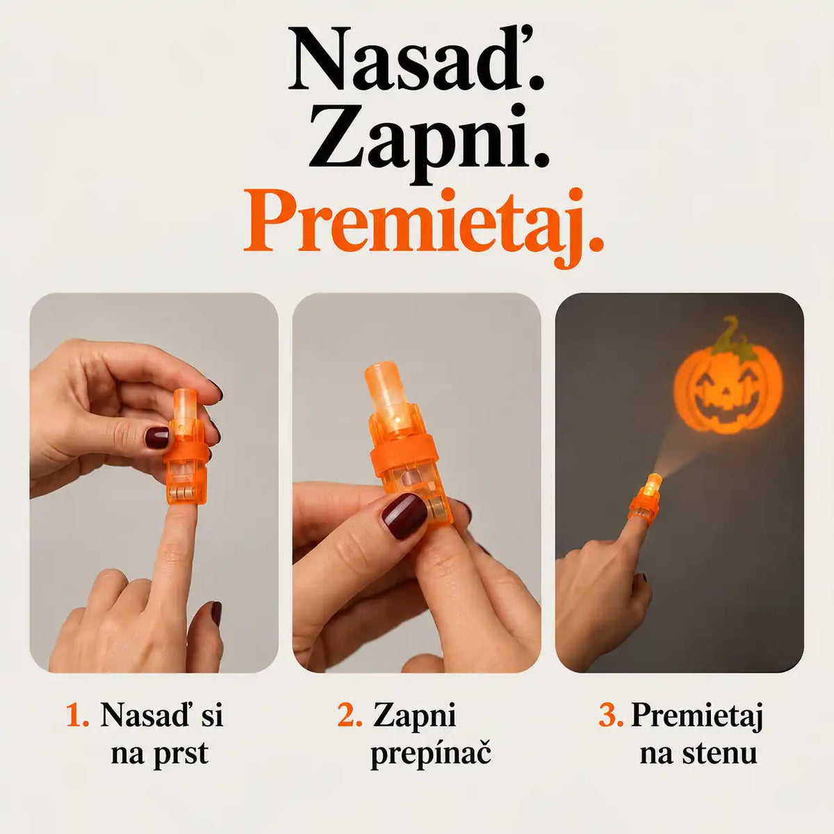 HUBUQ® sviatočné LED prstene s projektorom — Halloween a Vianoce