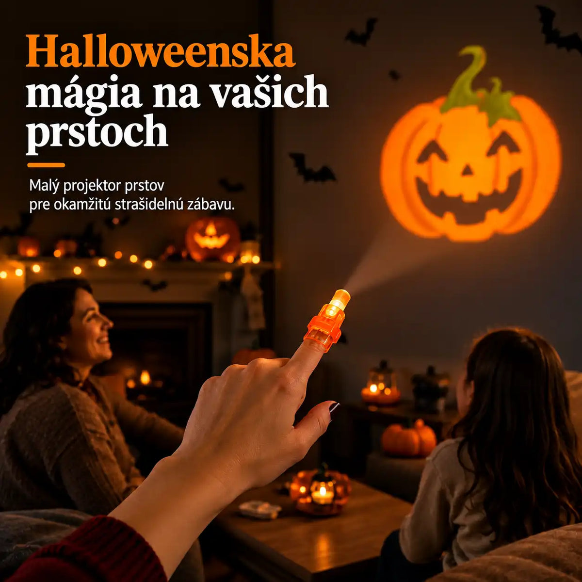HUBUQ® sviatočné LED prstene s projektorom — Halloween a Vianoce