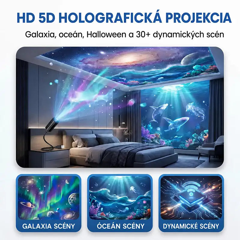 Halloweenska limitovaná edícia 5D holografického projektora – viac než 30 dynamických scén