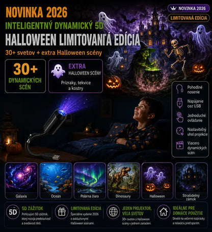 Halloweenska limitovaná edícia 5D holografického projektora – viac než 30 dynamických scén