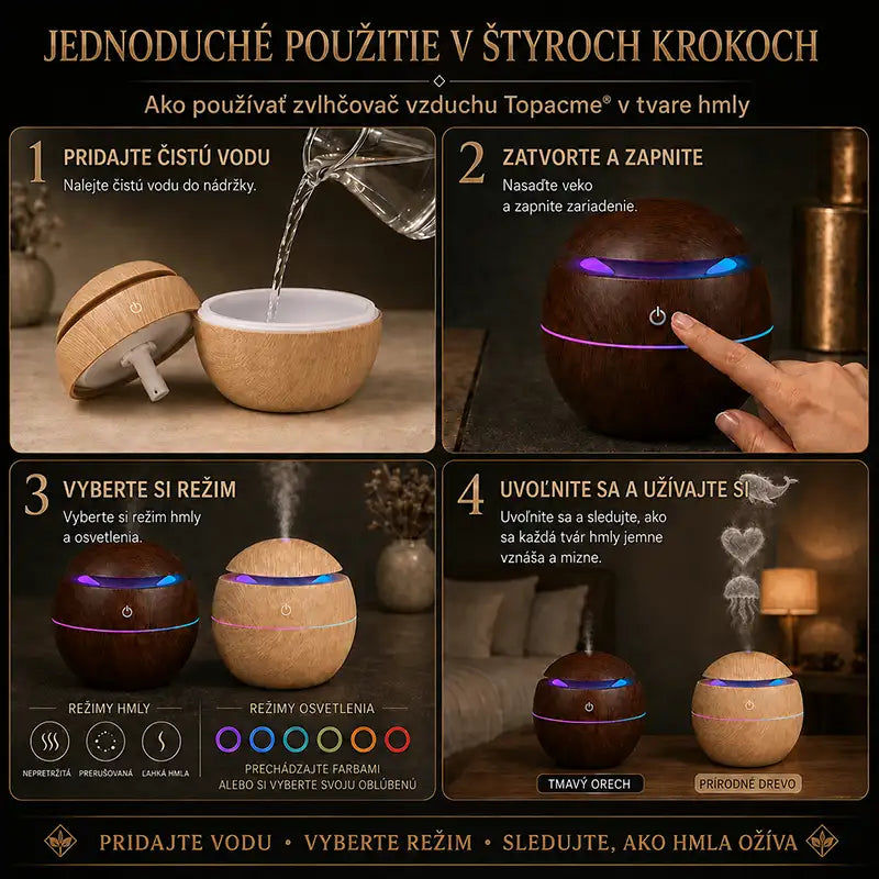 Topacme® dynamický aróma zvlhčovač s tvarovanou hmlou 4 v 1
