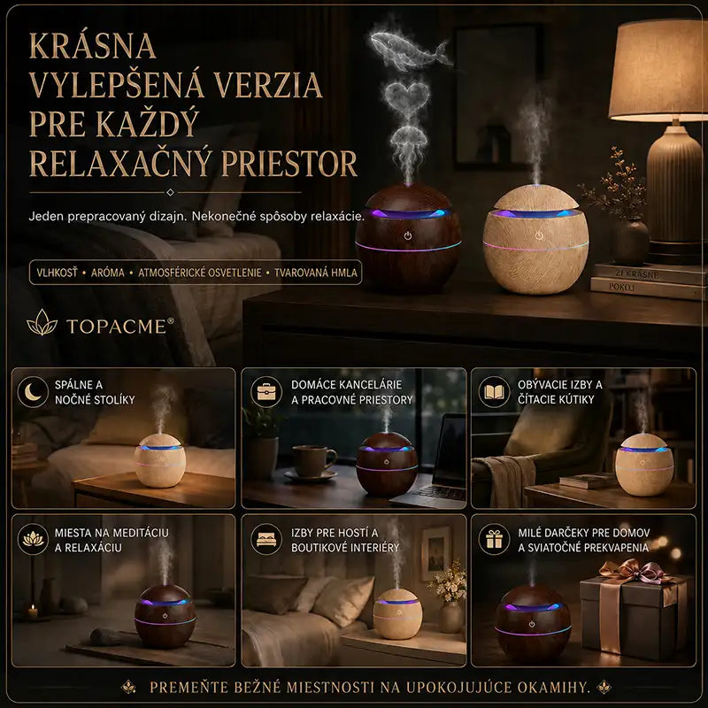 Topacme® dynamický aróma zvlhčovač s tvarovanou hmlou 4 v 1