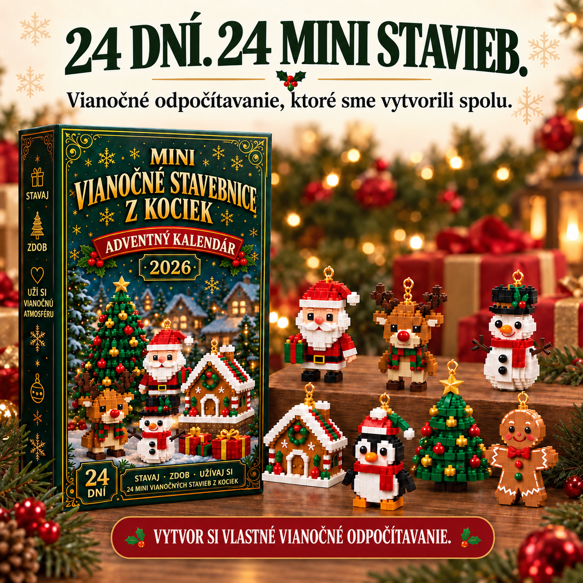 Adventný kalendár s mini ozdobami na vianočný stromček - obrázok 31