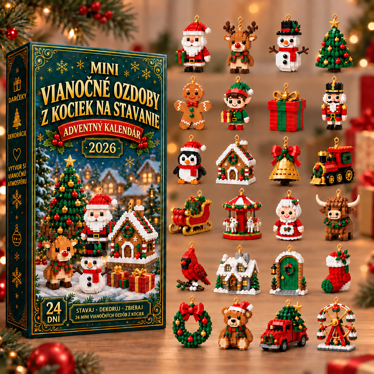 Adventný kalendár s mini ozdobami na vianočný stromček - obrázok 33