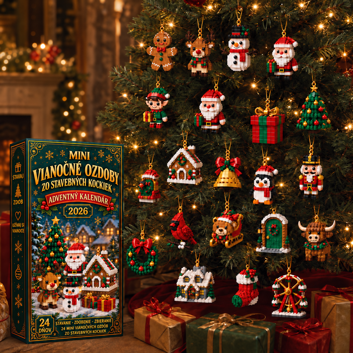 Adventný kalendár s mini ozdobami na vianočný stromček - obrázok 34