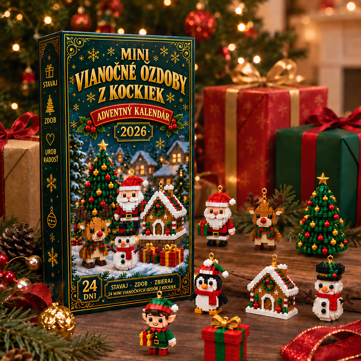 Adventný kalendár s mini ozdobami na vianočný stromček - obrázok 35