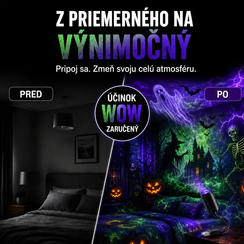 Halloweenska limitovaná edícia 5D holografického projektora – viac než 30 dynamických scén