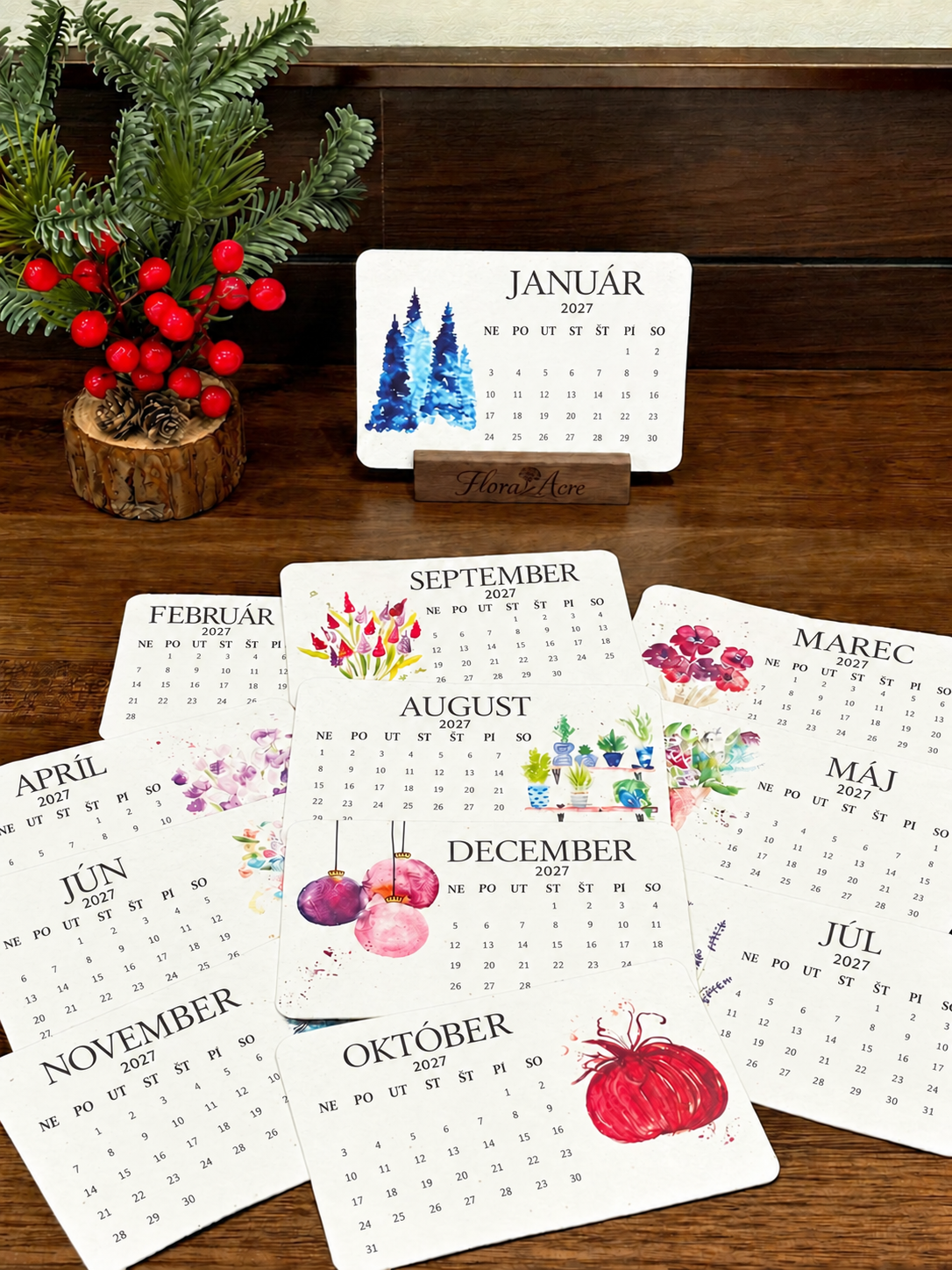 Kalendár zo semienkového papiera 2027 – botanické kartičky a pestovanie